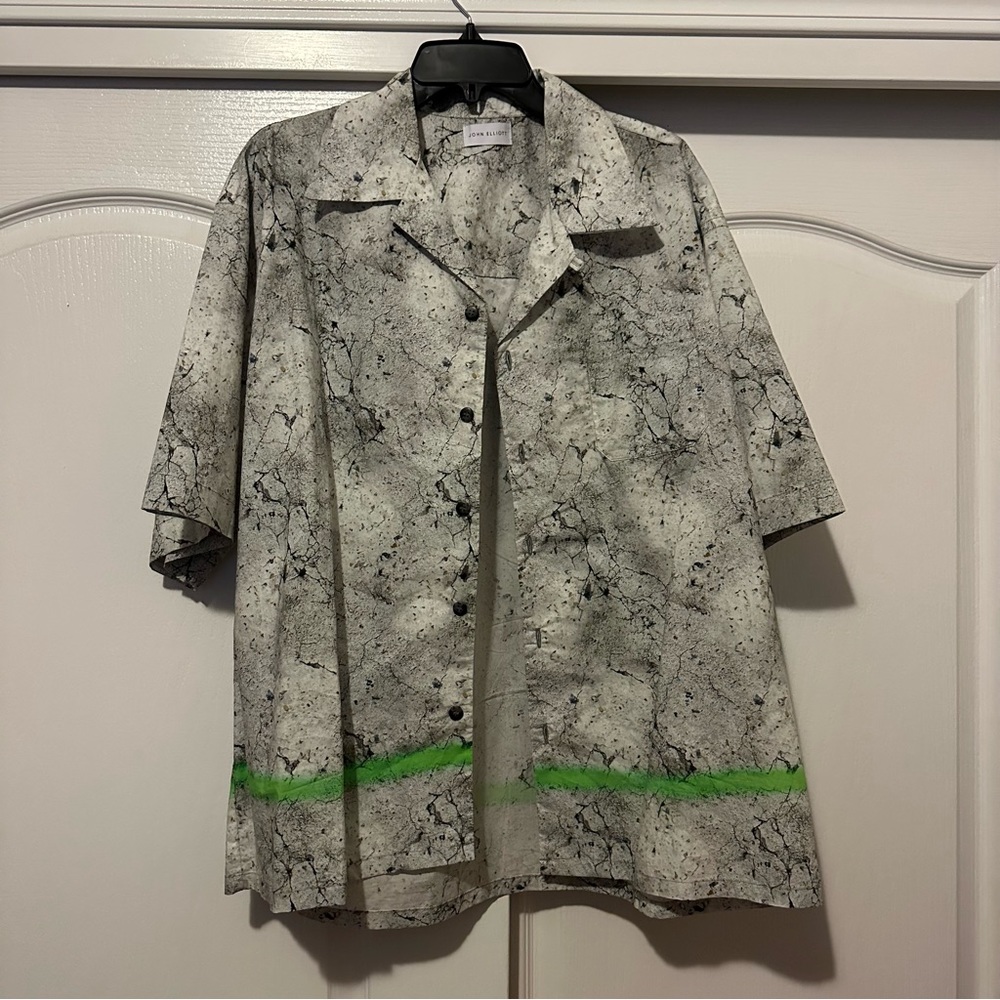 John Elliott Short Sleeve Cotton Button-Up Camp Shirt sz XL